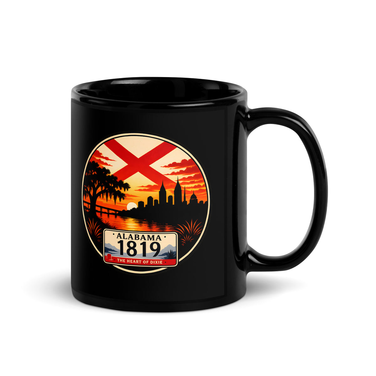 Alabama Black Glossy Mug