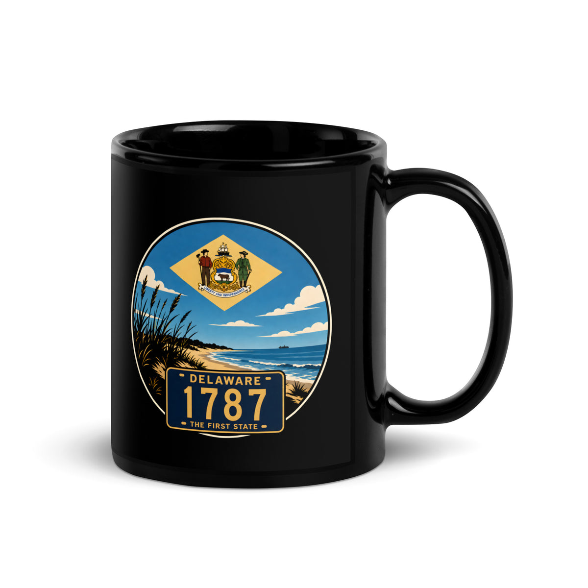 Delaware Black Glossy Mug