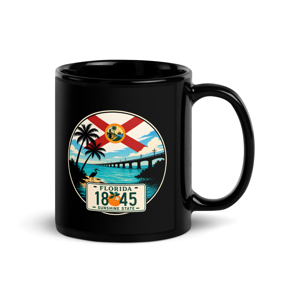 Florida Black Glossy Mug