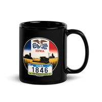 Iowa Black Glossy Mug