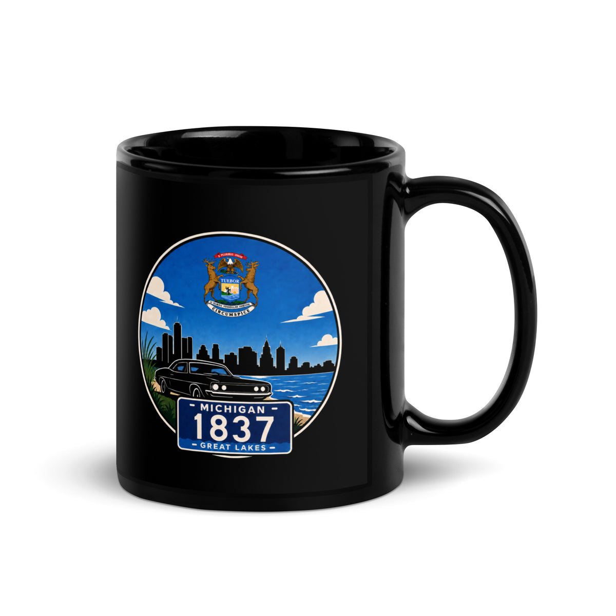 Michigan Black Glossy Mug