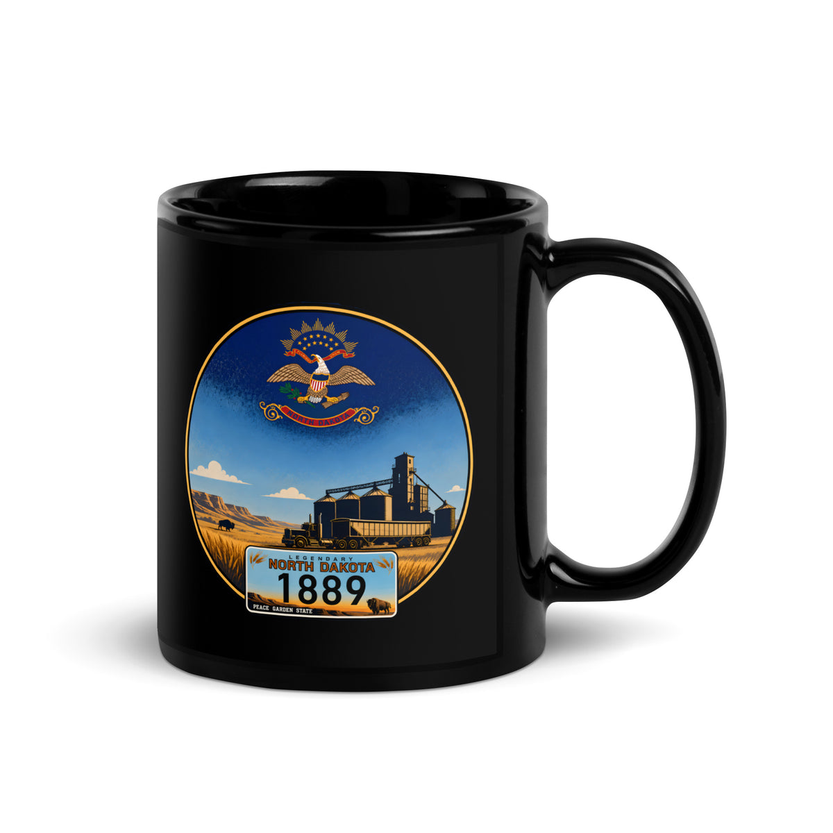 North Dakota Black Glossy Mug