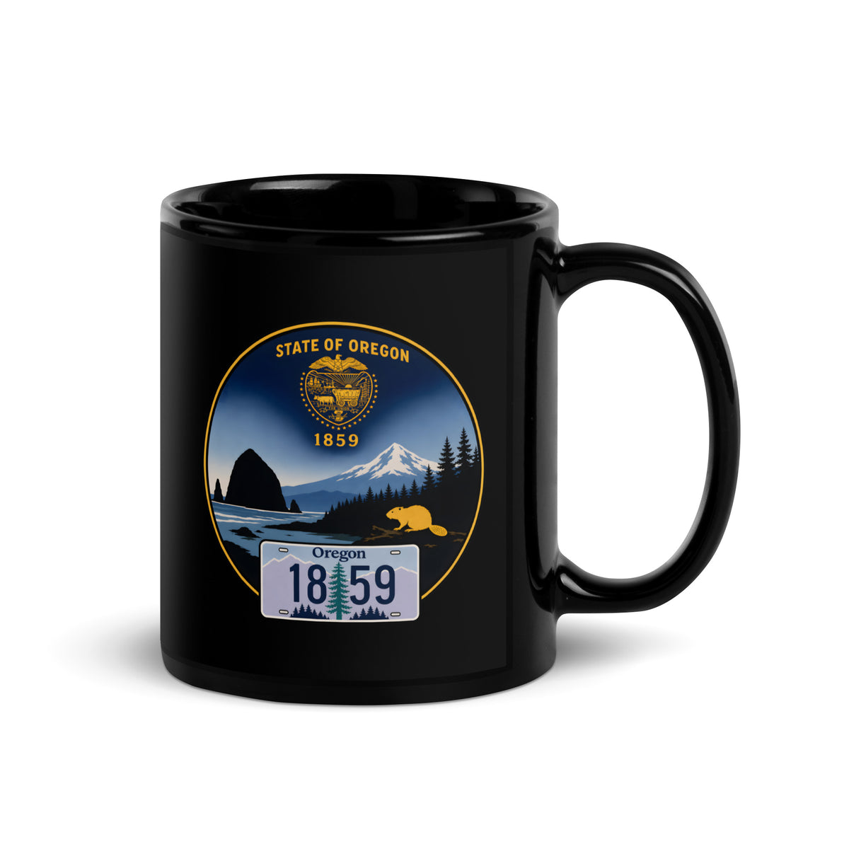 Oregon Black Glossy Mug