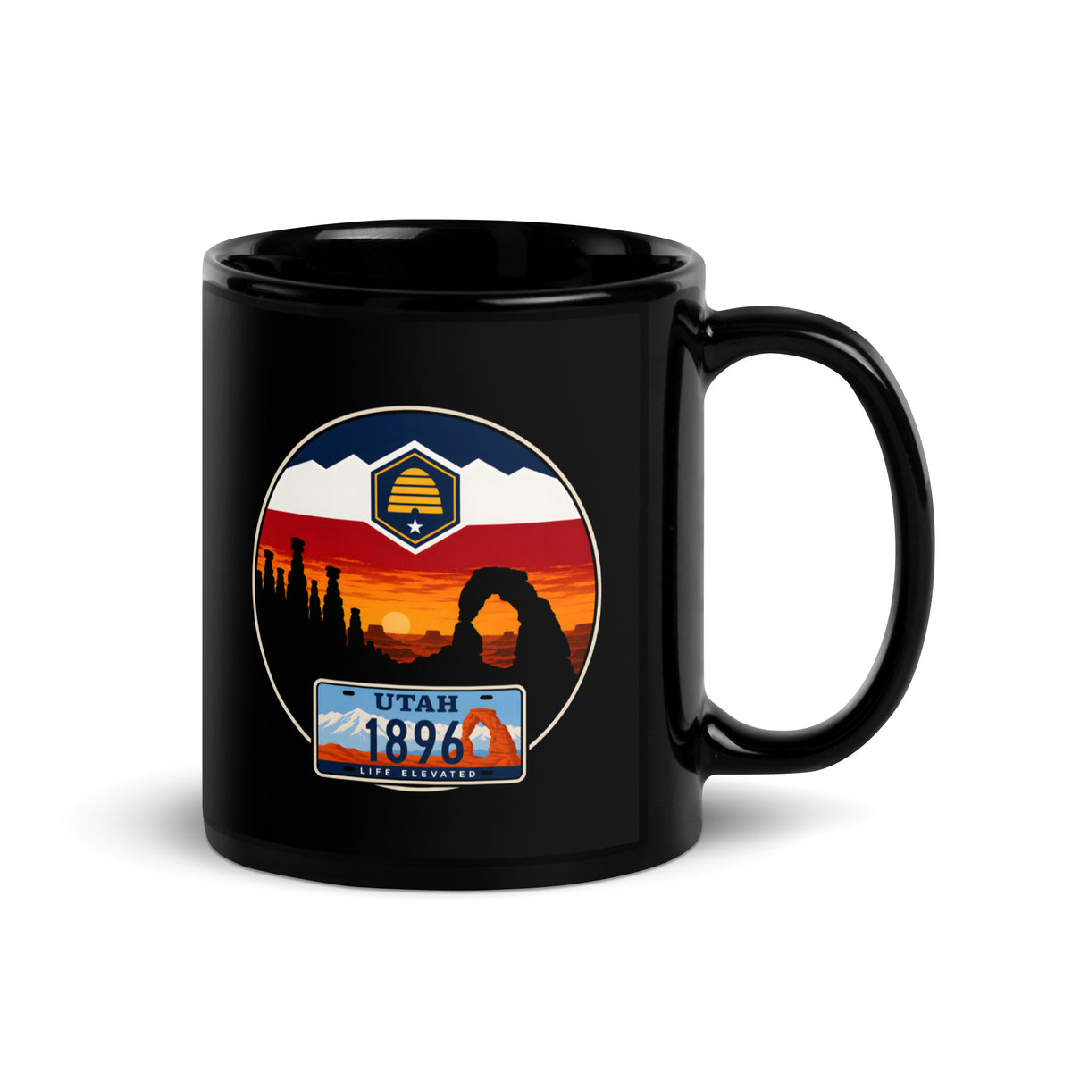Utah Black Glossy Mug
