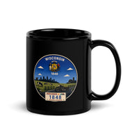 Wisconsin Black Glossy Mug
