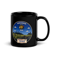 Wisconsin Black Glossy Mug