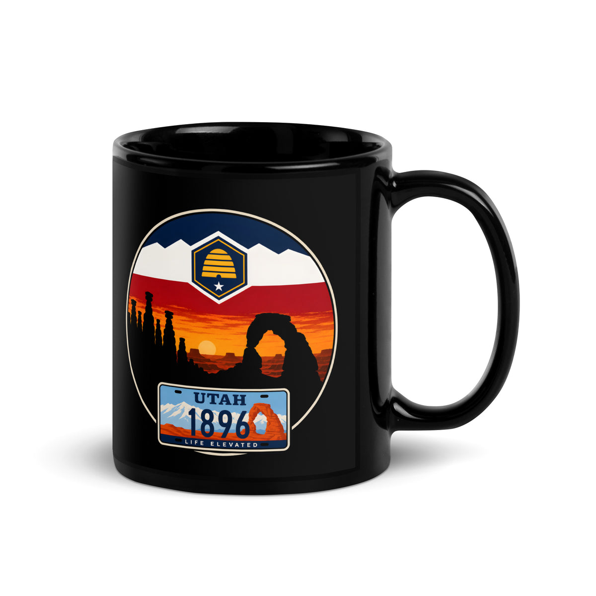 Utah Black Glossy Mug
