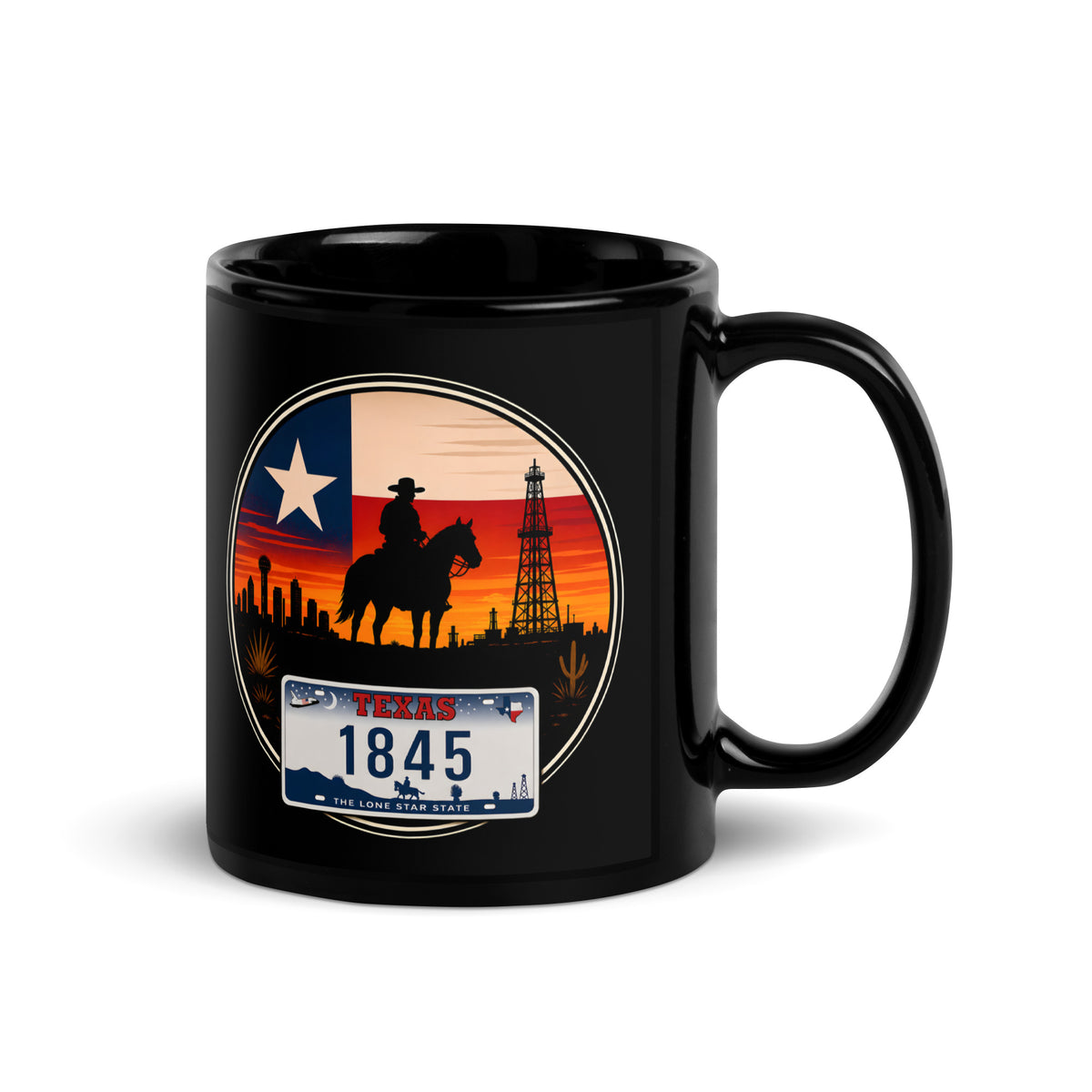 Texas Black Glossy Mug