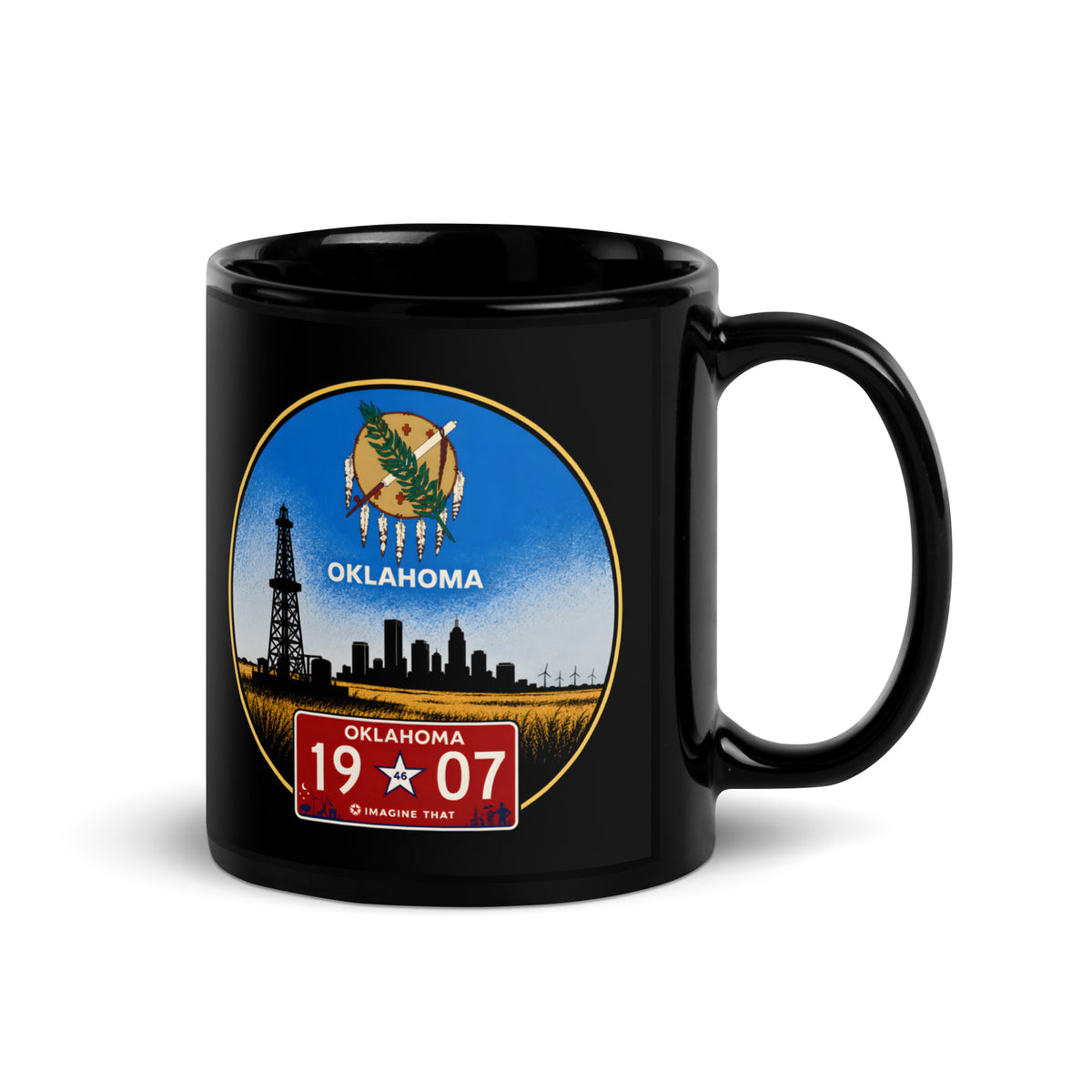 Oklahoma Black Glossy Mug