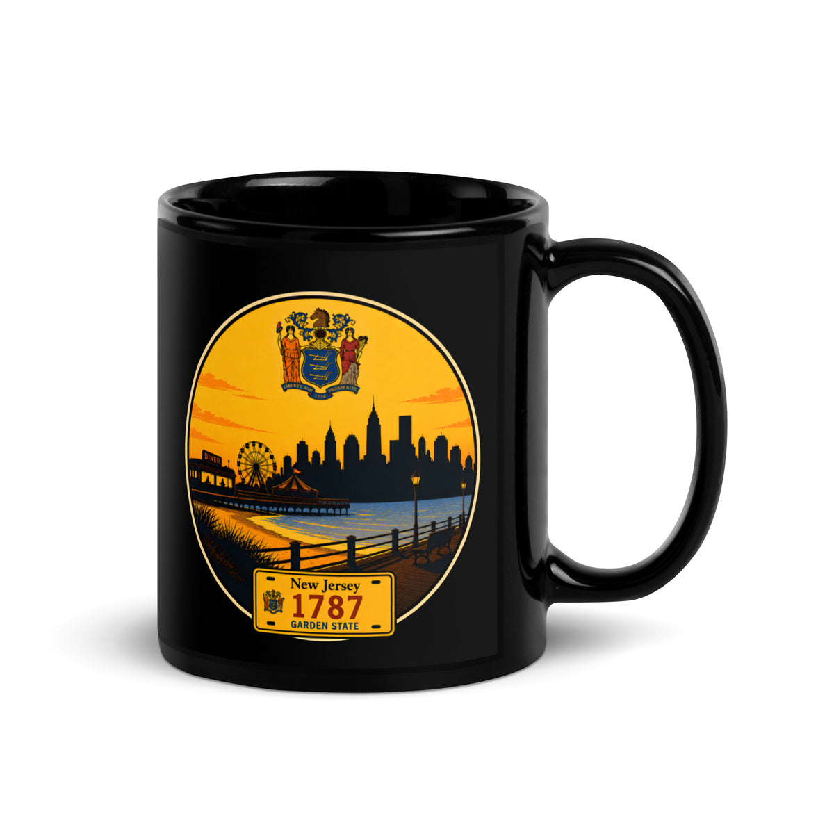 Mug brillant noir New Jersey