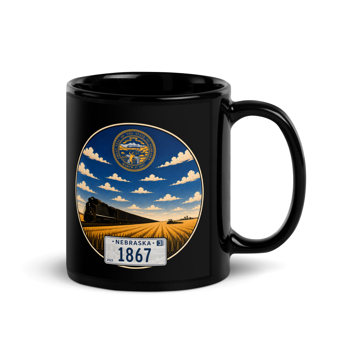 Mug noir brillant Nebraska