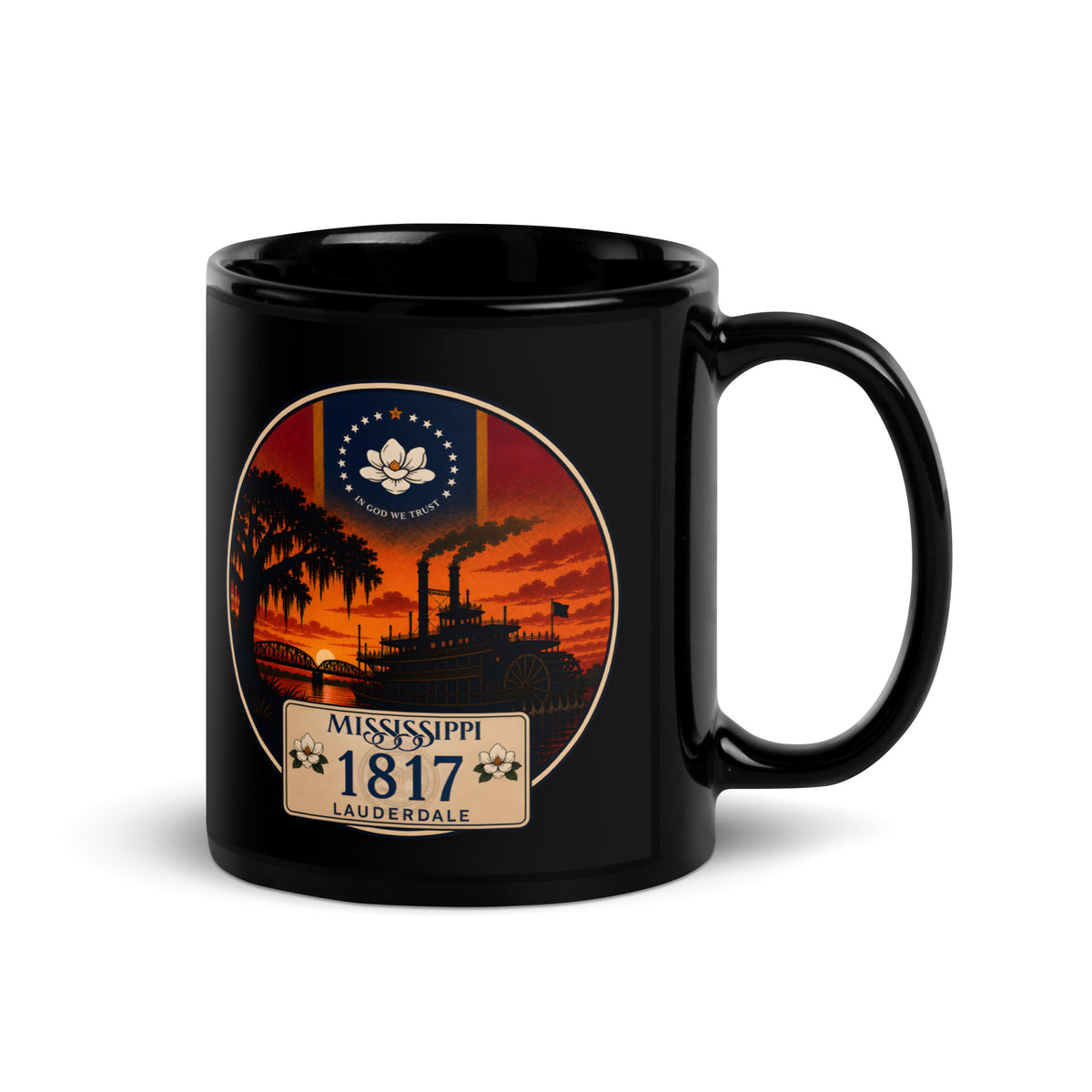 Mississippi Black Glossy Mug