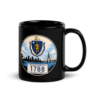 Massachusetts Black Glossy Mug