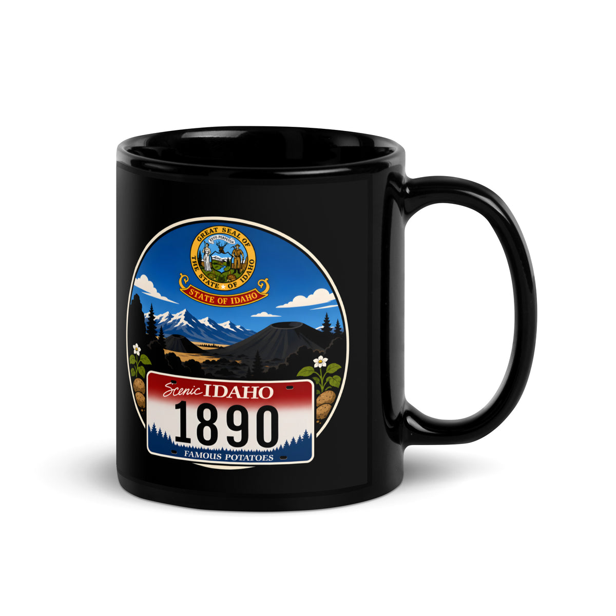 Idaho Black Glossy Mug