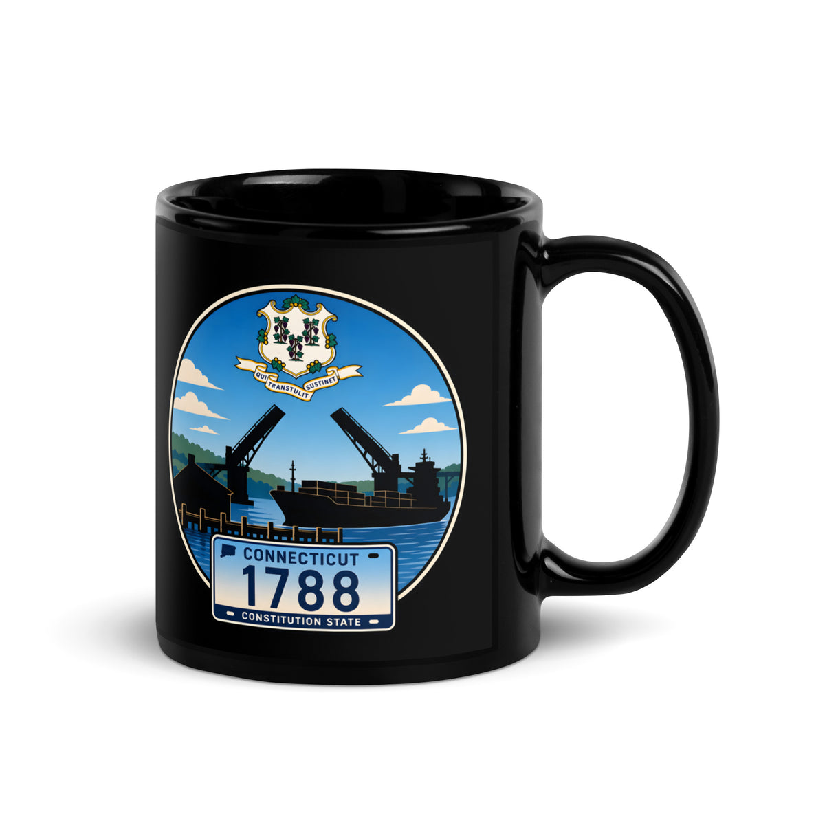 Connecticut Black Glossy Mug