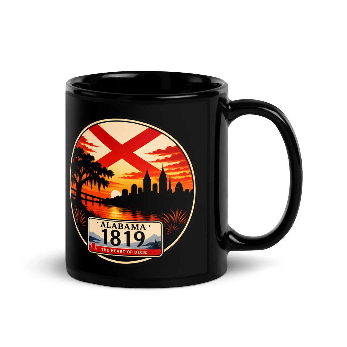 Alabama Black Glossy Mug