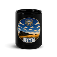Nebraska Black Glossy Mug