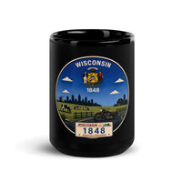 Wisconsin Black Glossy Mug