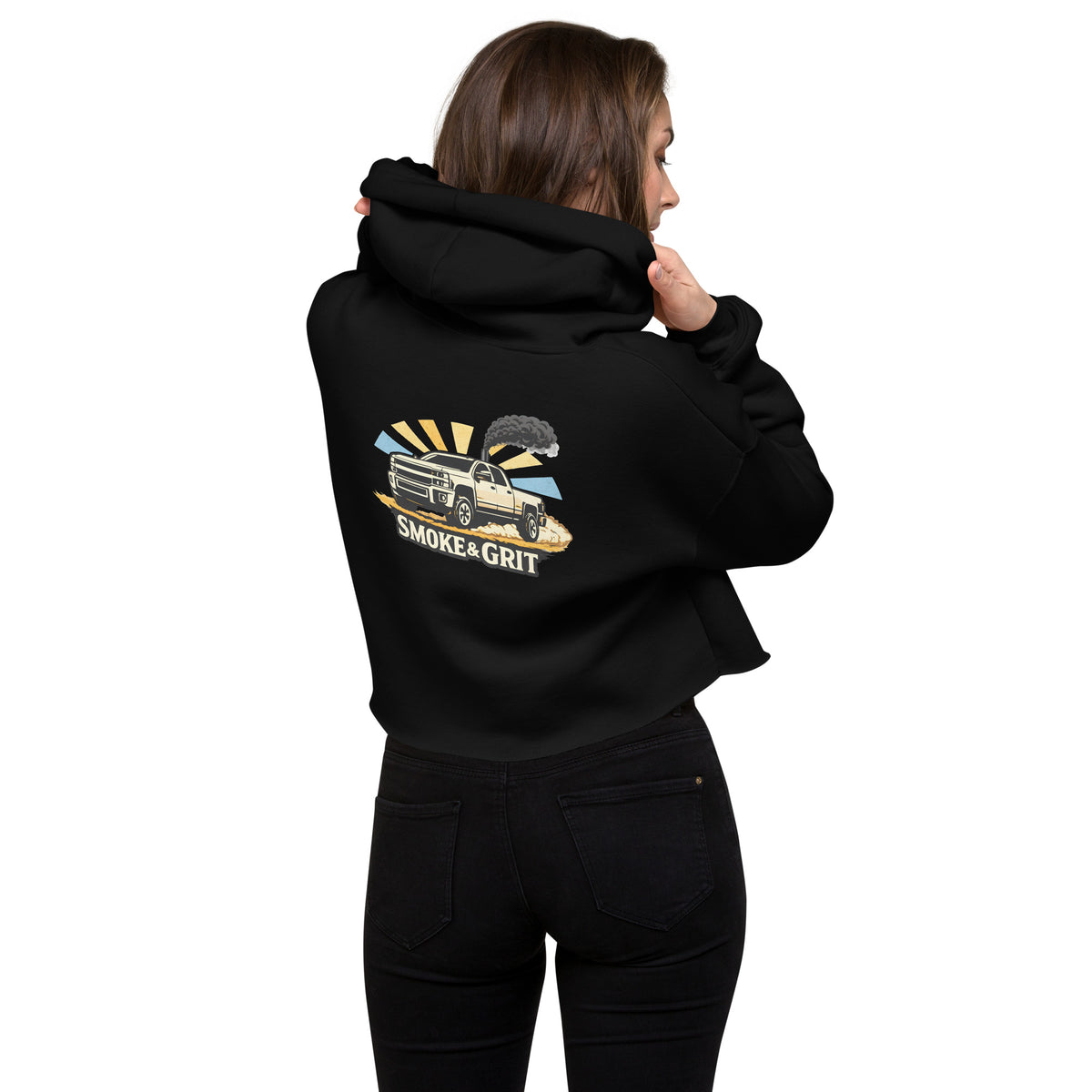 "Smoke&Grit" Crop Hoodie